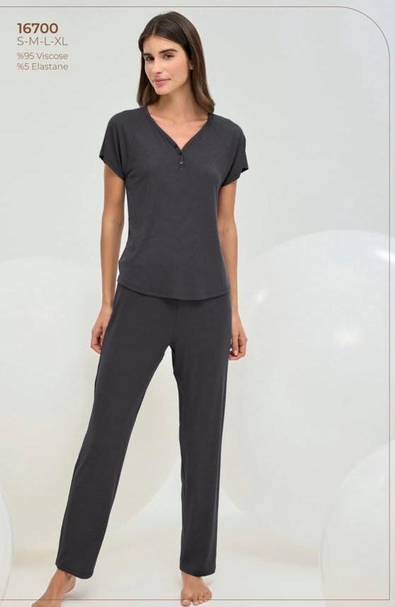 2-piece grey summer pyjama set - women pajama - summer pajama - soft pajama - pajama