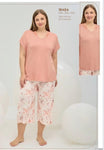 2-piece pink pantacourt pyjama set - big size pajama - pj big size - summer pajama - women pajama