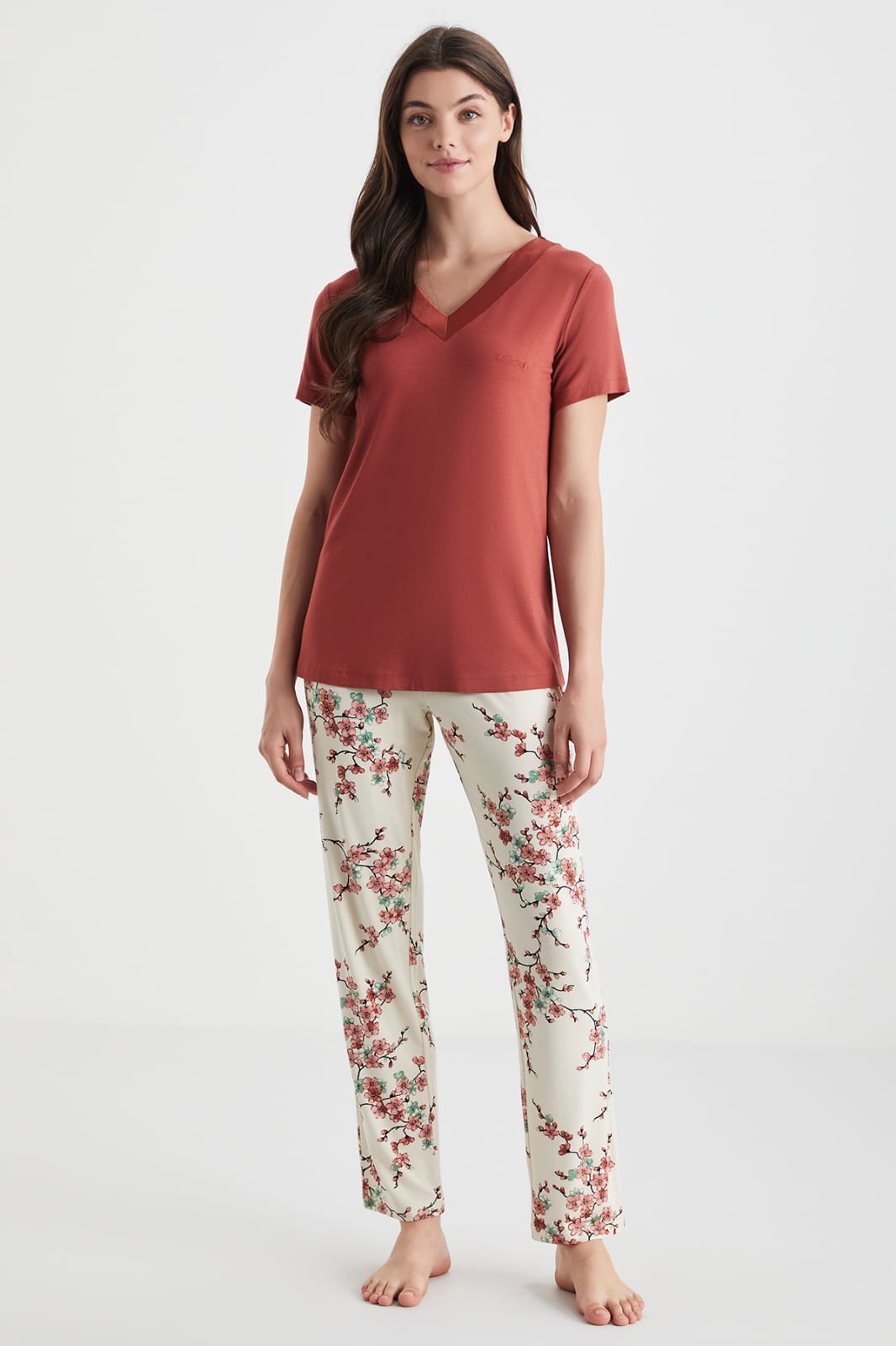  2-piece women’s summer pyjama set in bordeaux - summer pajama - women  pajama - pajama set 