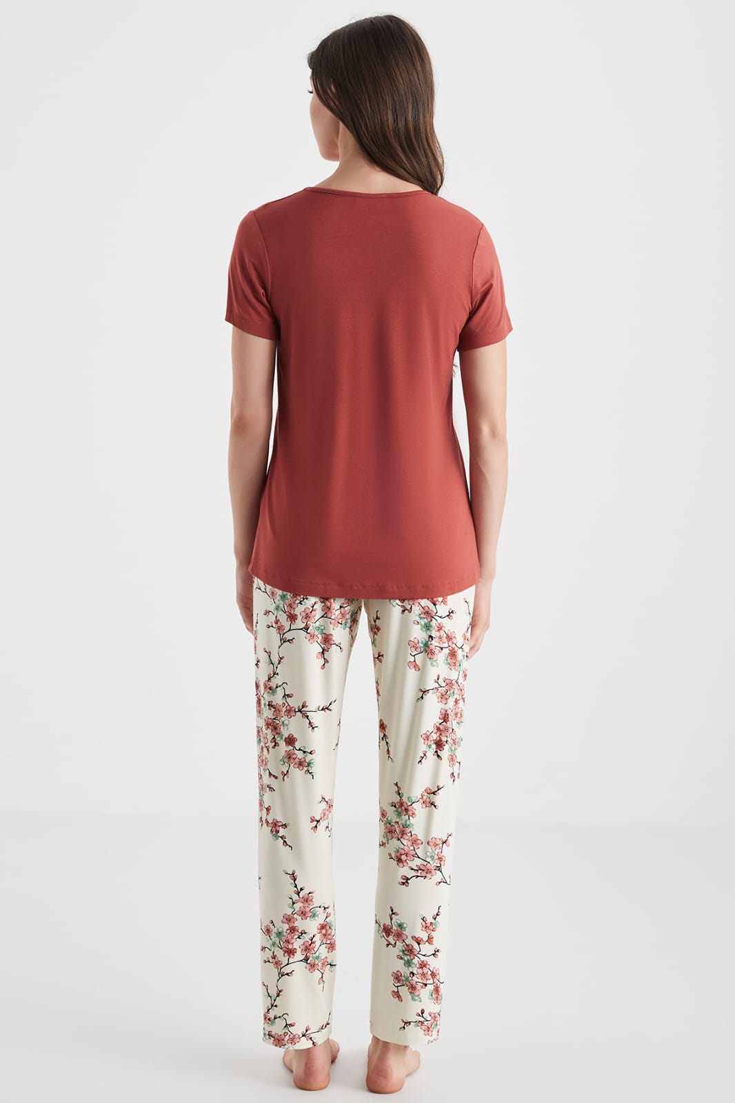  2-piece women’s summer pyjama set in bordeaux  - pajama set - summer pajama set