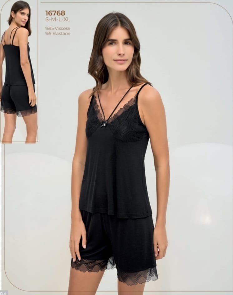 2 pcs black short pyjama set for women - pajama set - women pajama - summer pajama 