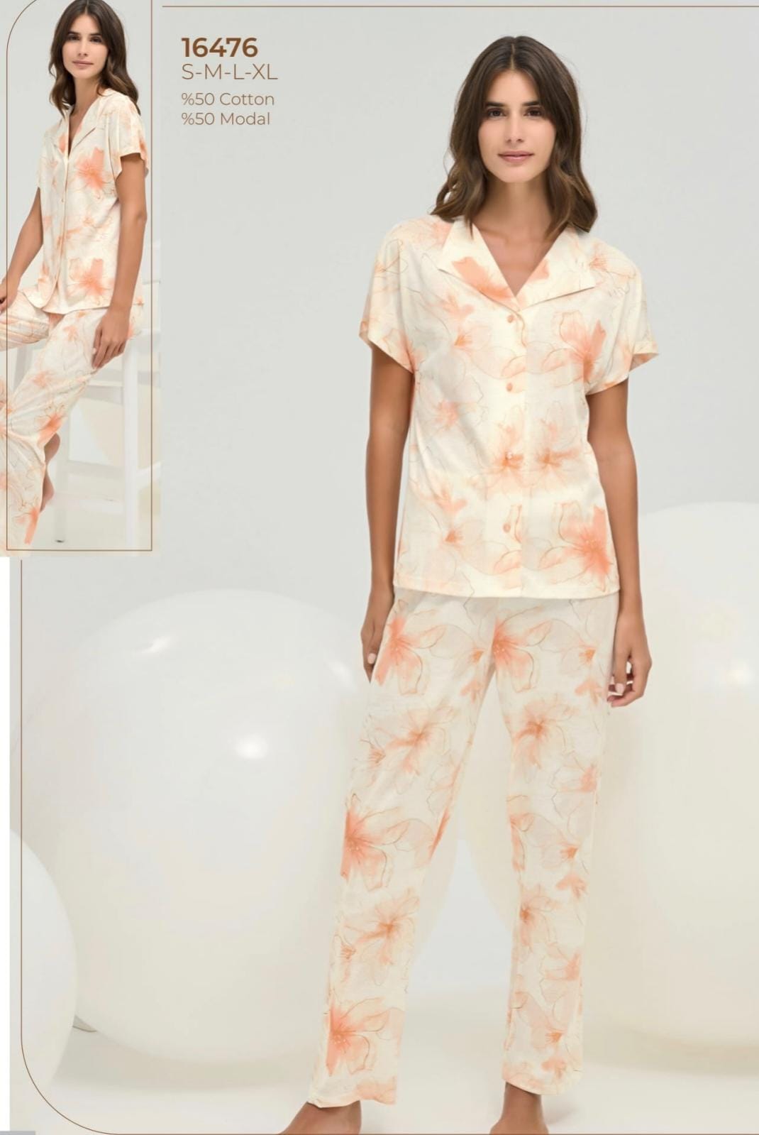 2 pcs women’s pyjama set in off white - pajama set - summer pajama - women pajama 
