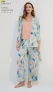 3 pcs pants pyjama set in light blue and pink - pajama set - summer pajama - women pajama 