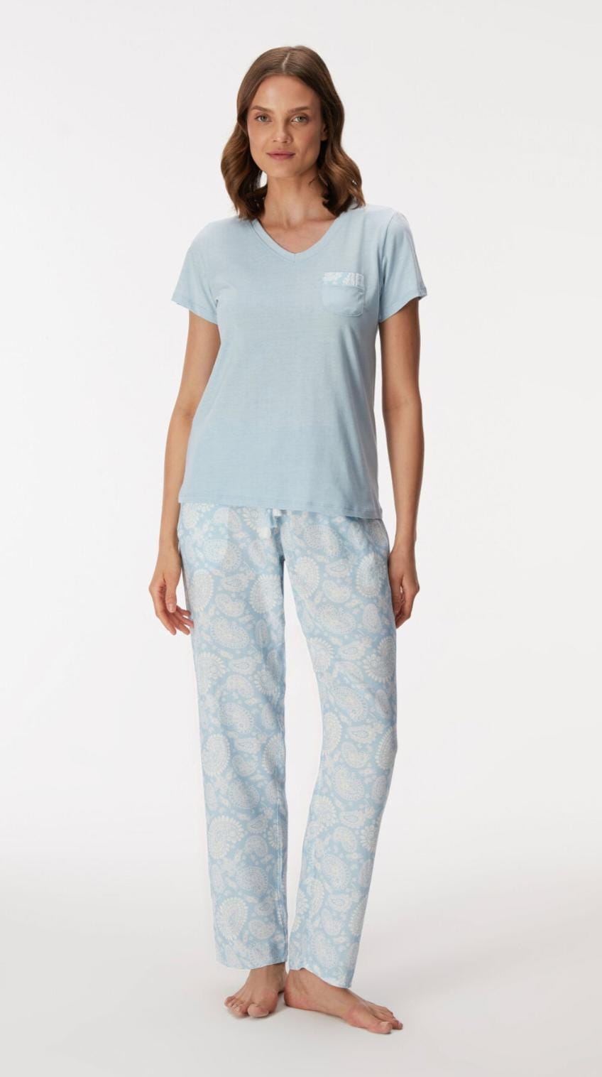 Baby Blue Breeze 2-Piece Summer Pyjama Set - Summer PJ - Women PJ - Breathable PJ - Soft - Blue PJ
