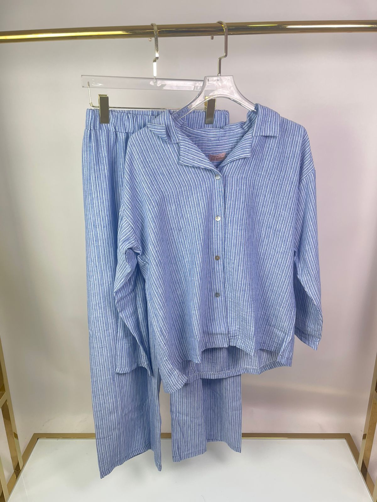 Pinstripe Button-down Pajama Set