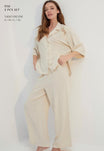 Light Beige 2-Piece Pants Pyjama Set – Breathable Summer Sleepwear for Women