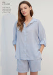 Striped 2-Piece Short Pyjama Set – Light Blue & White Summer Sleepwear for Women