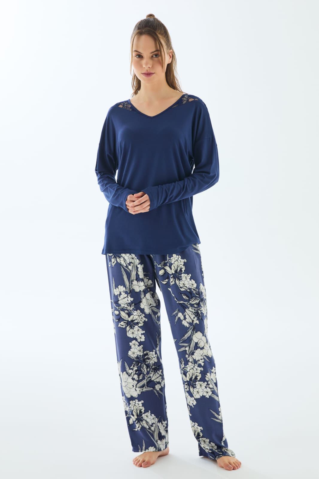 Midnight Sakura Pants Pajama Set