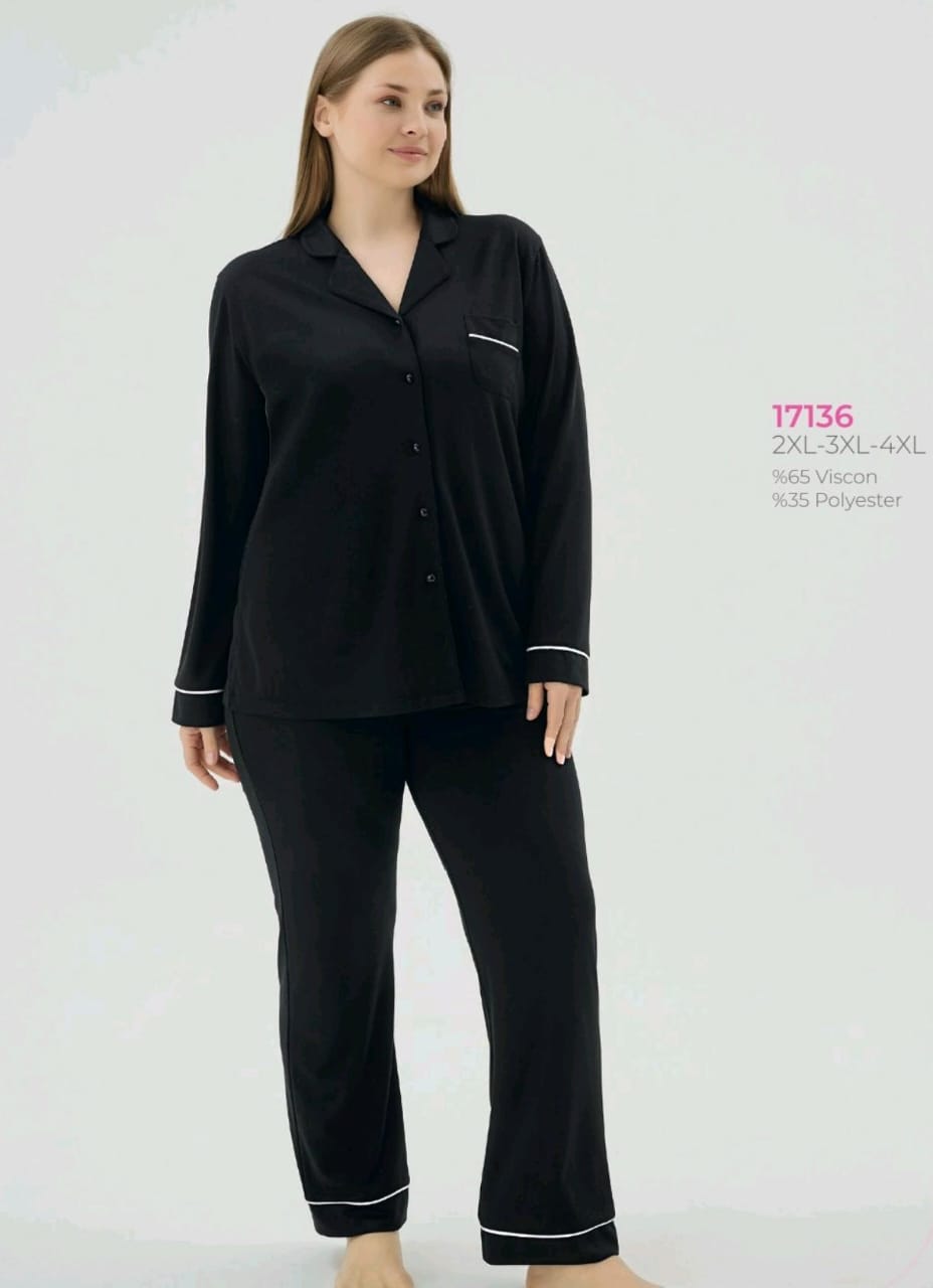 Onyx Piping Pants Pajama Set