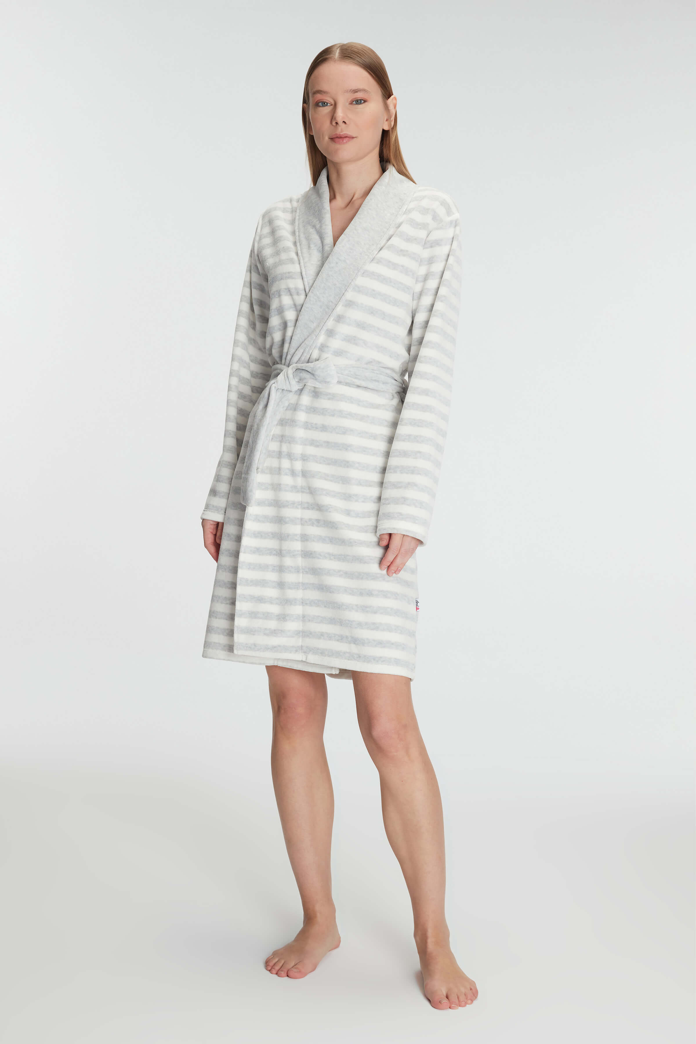 Plush Stripe Fleece Robe