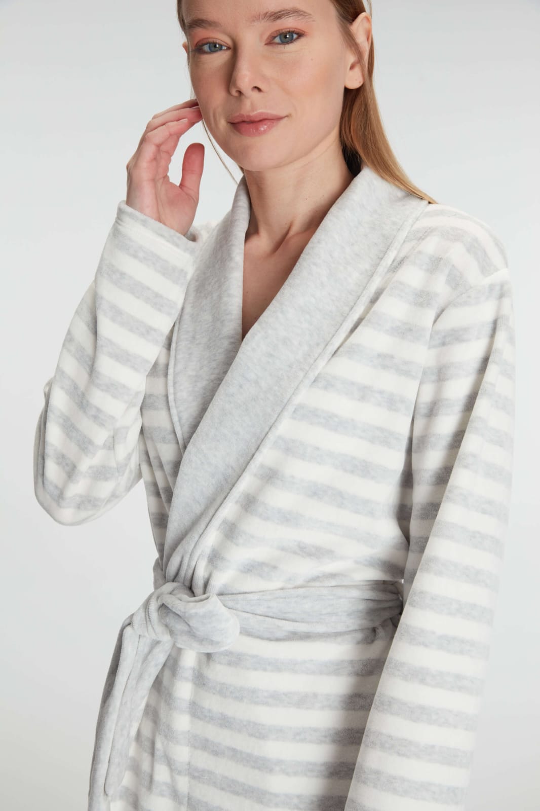 Plush Stripe Fleece Robe