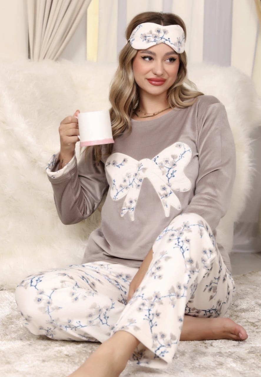 Charming Floral Ribbon Pants Pajama Set