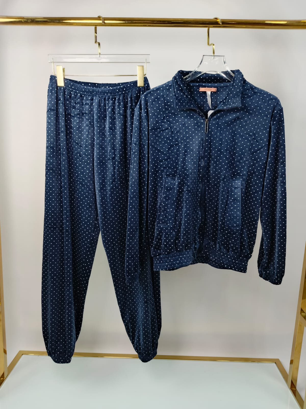 Plush Dot Pants Pajama Set