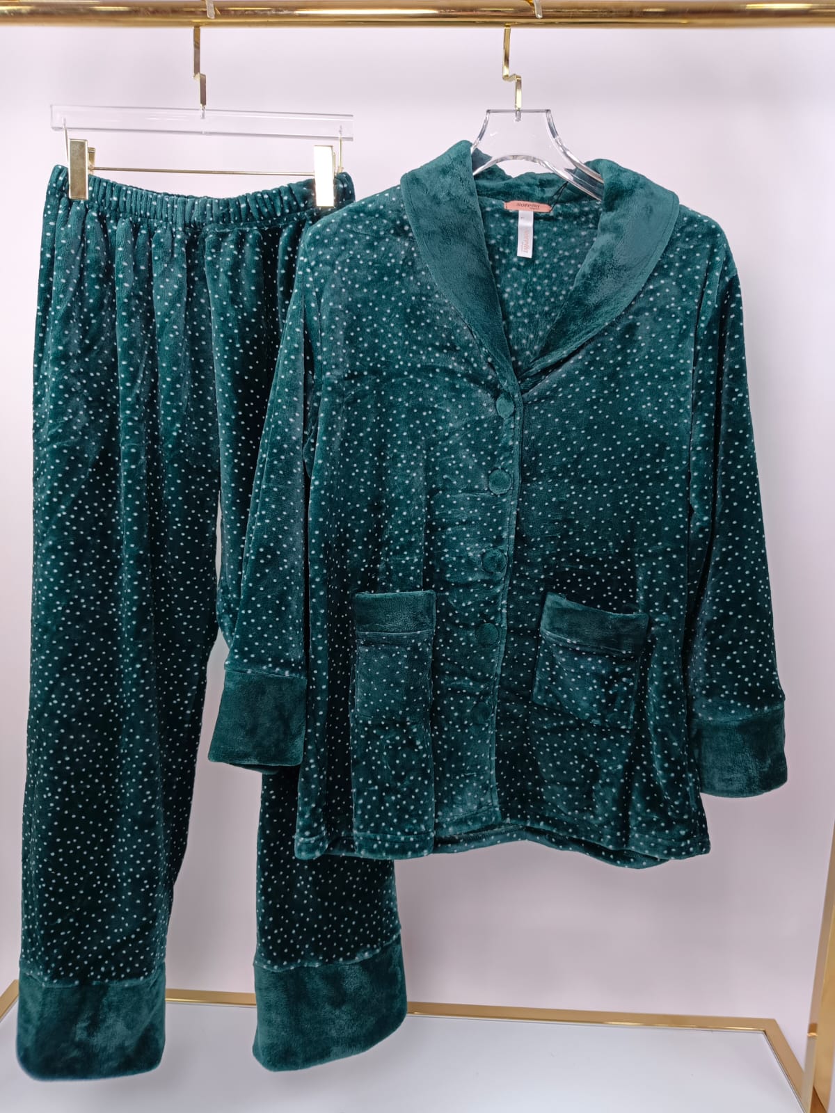 Luxury Fleece Button-Down Pants Pajama Set