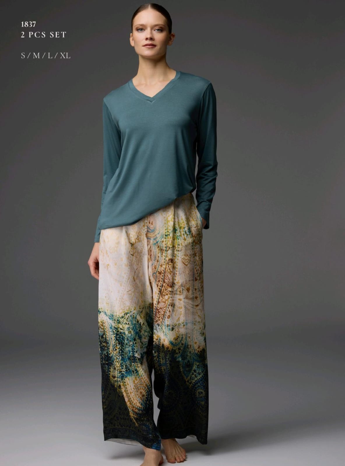 Inkwell Silk Pants Pajama Set