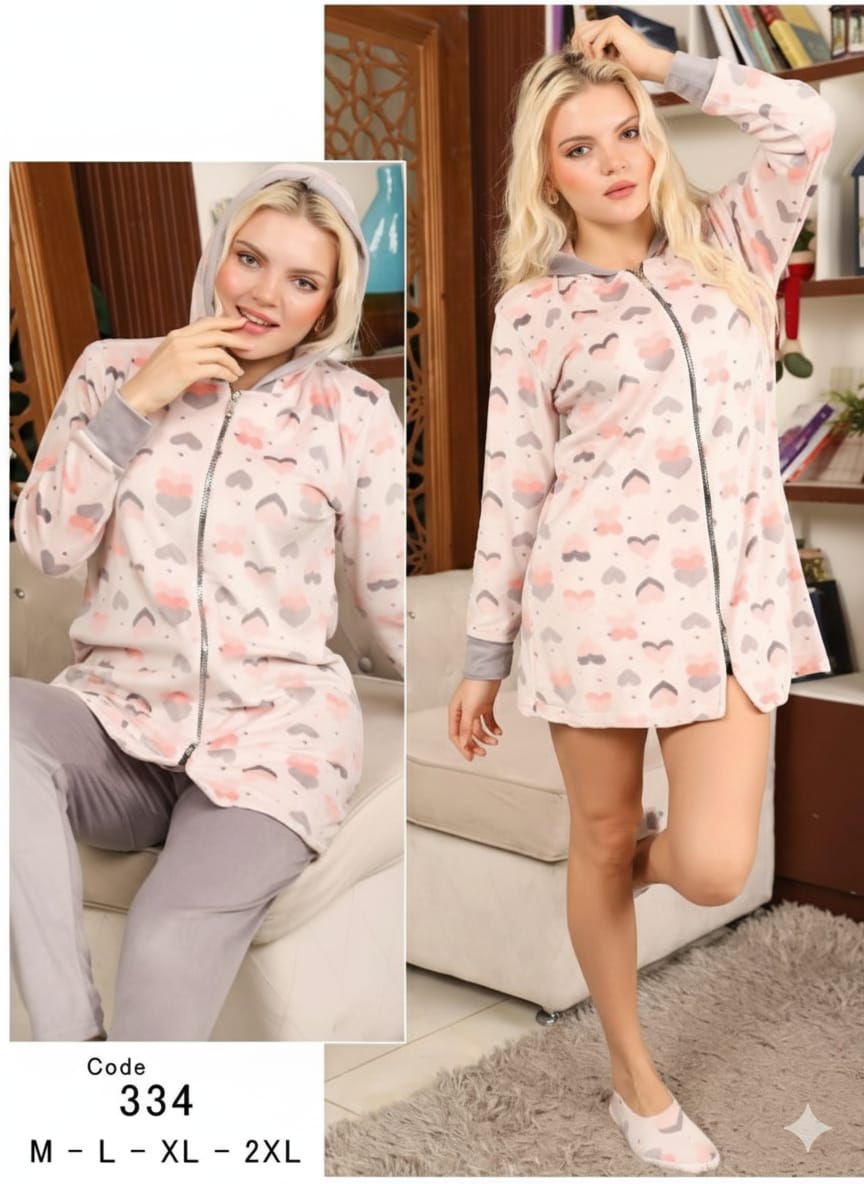 Heart-to-Heart Zip Pants Pajama Set