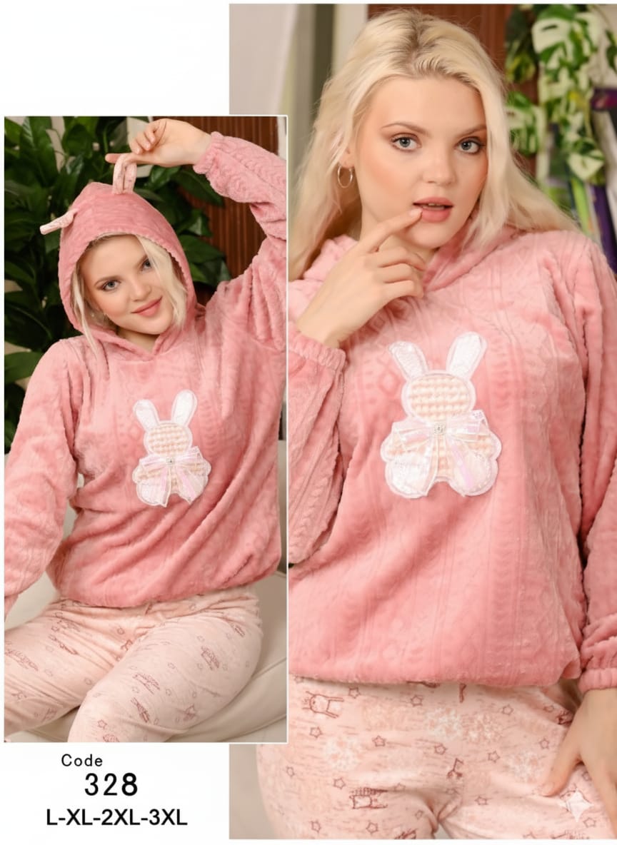 Fluffy Bunny Pants Pajama Set