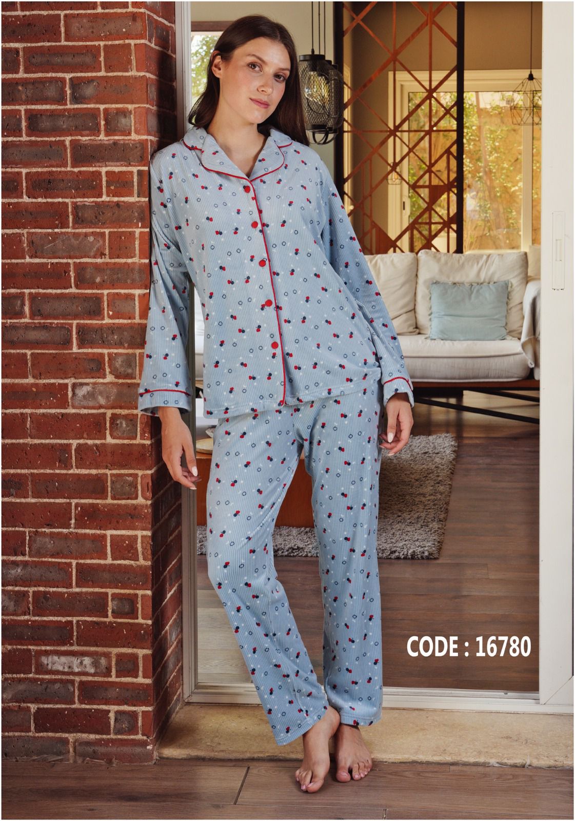 Ribbed Fruit Pants Pajama Set