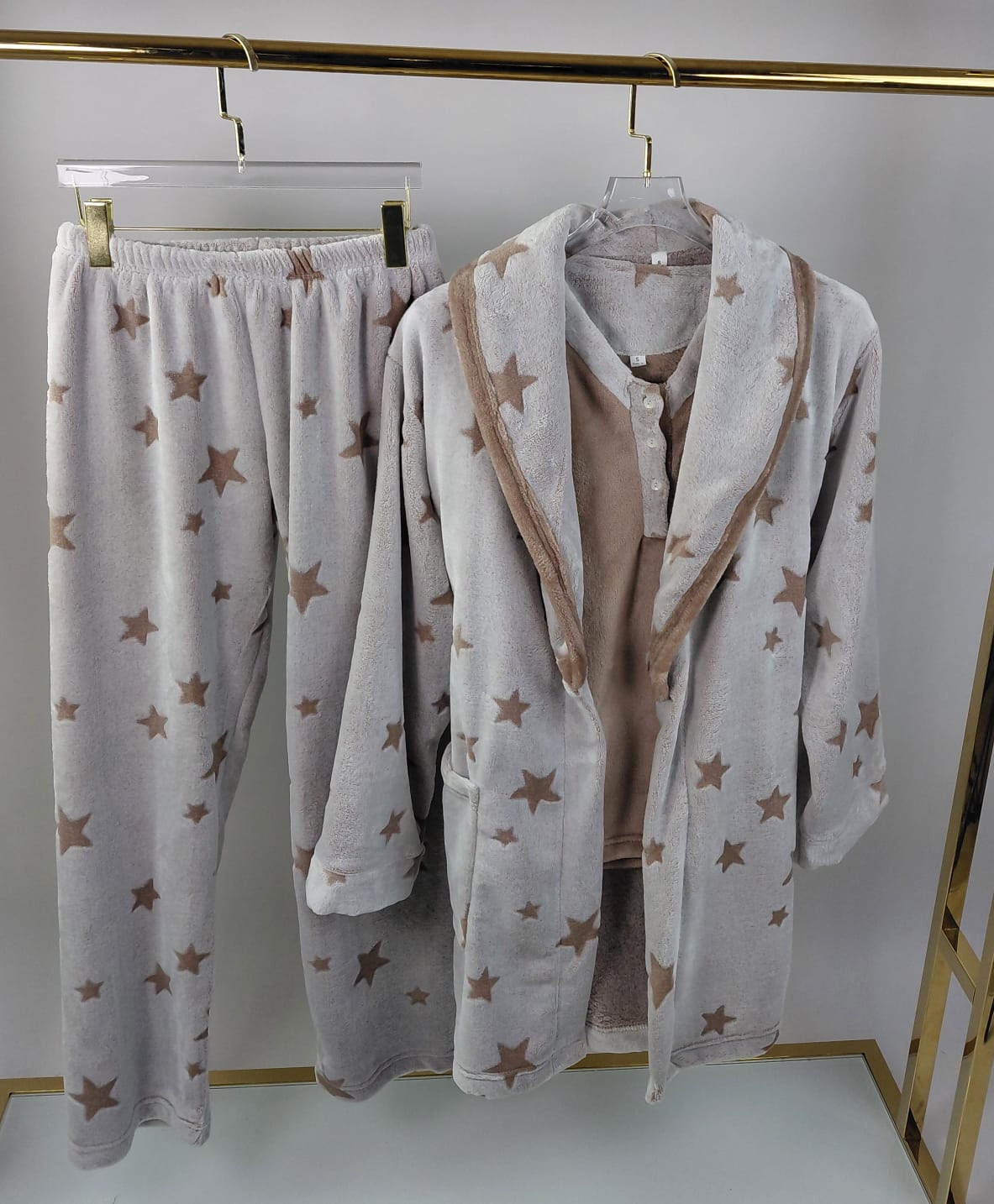 Plush Star Pants & Robe Pajama Set