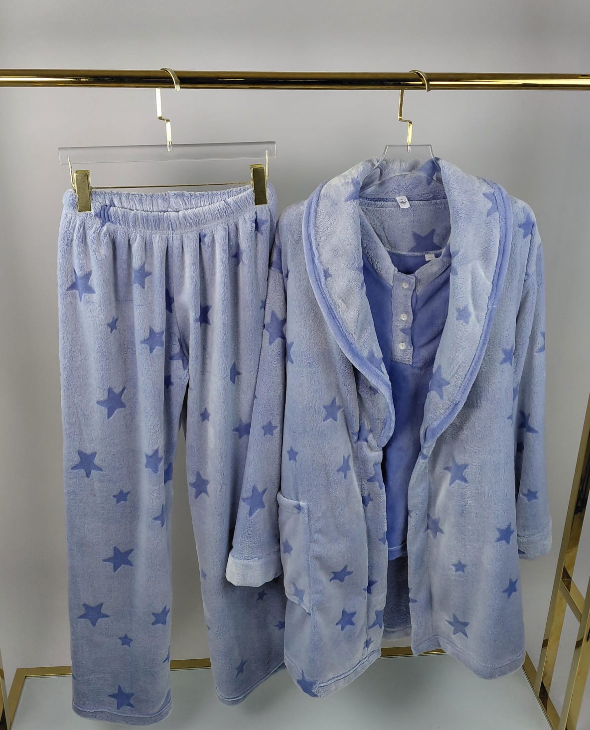 Plush Star Pants & Robe Pajama Set