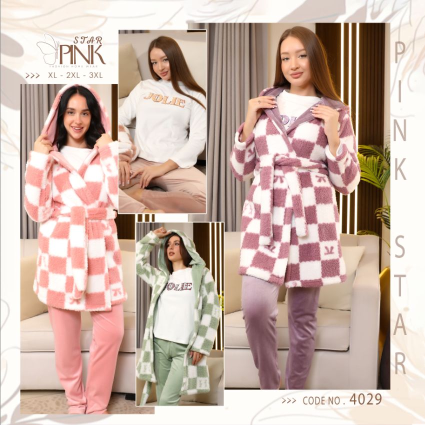 Checkerboard Snuggle Pants & Robe Pajama Set