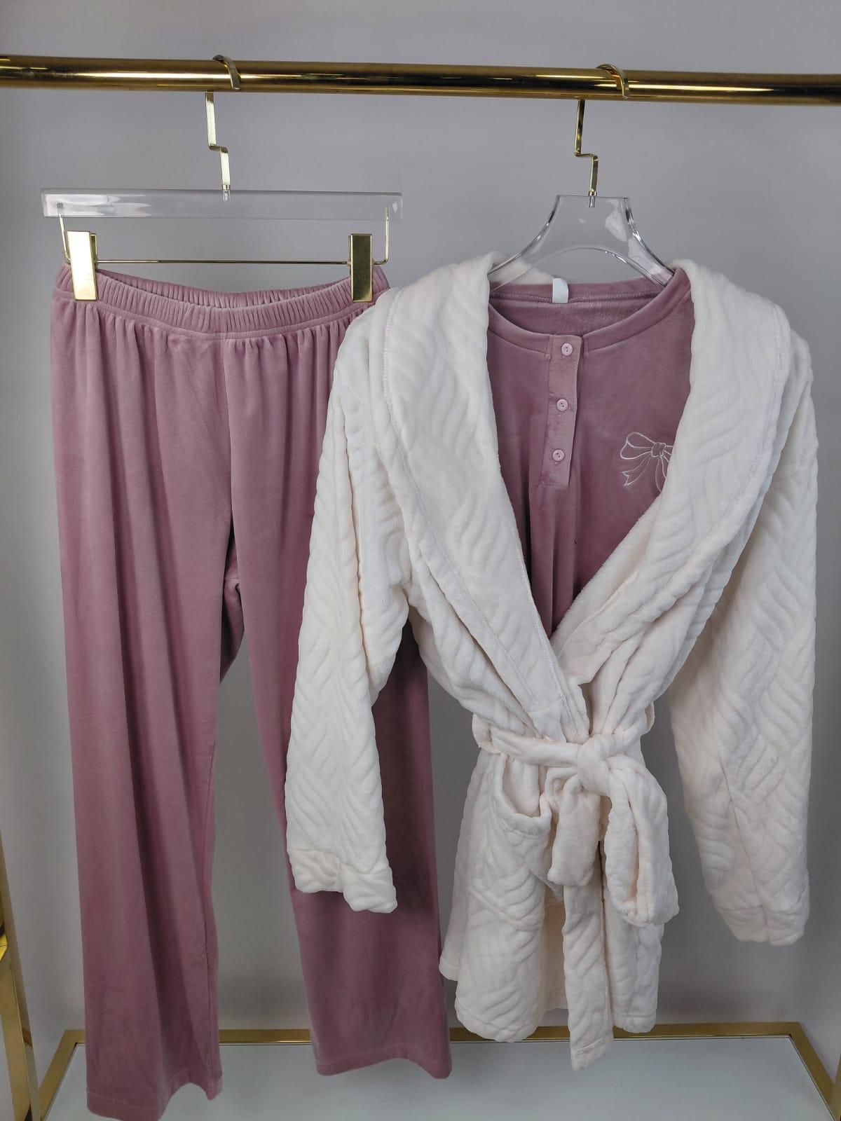 Dream Bow Pants & Robe Pajama Set