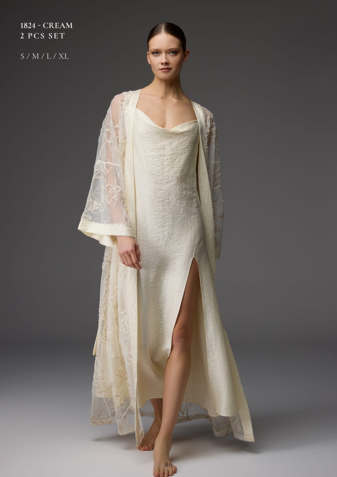 Cream Silk Ensemble Dress & Robe