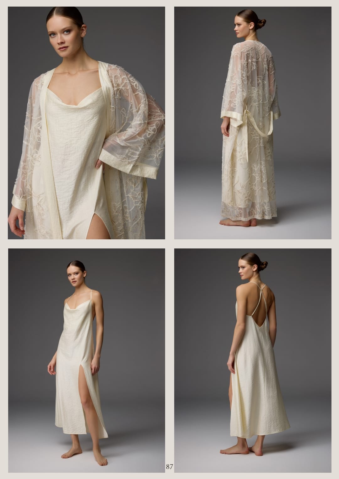 Cream Silk Ensemble Dress & Robe