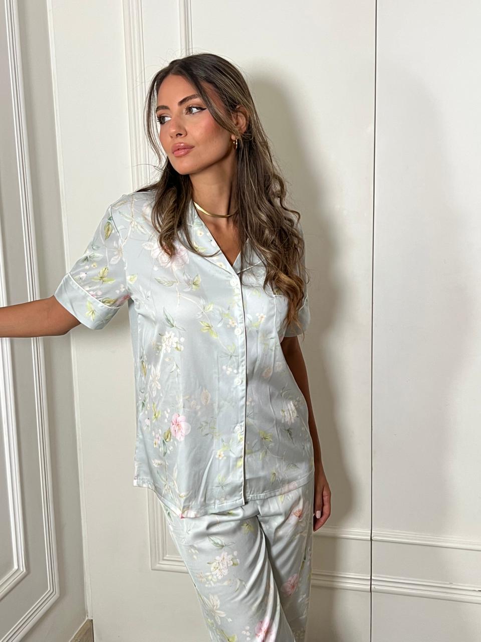 Jade Blossom Pants Pajama Set