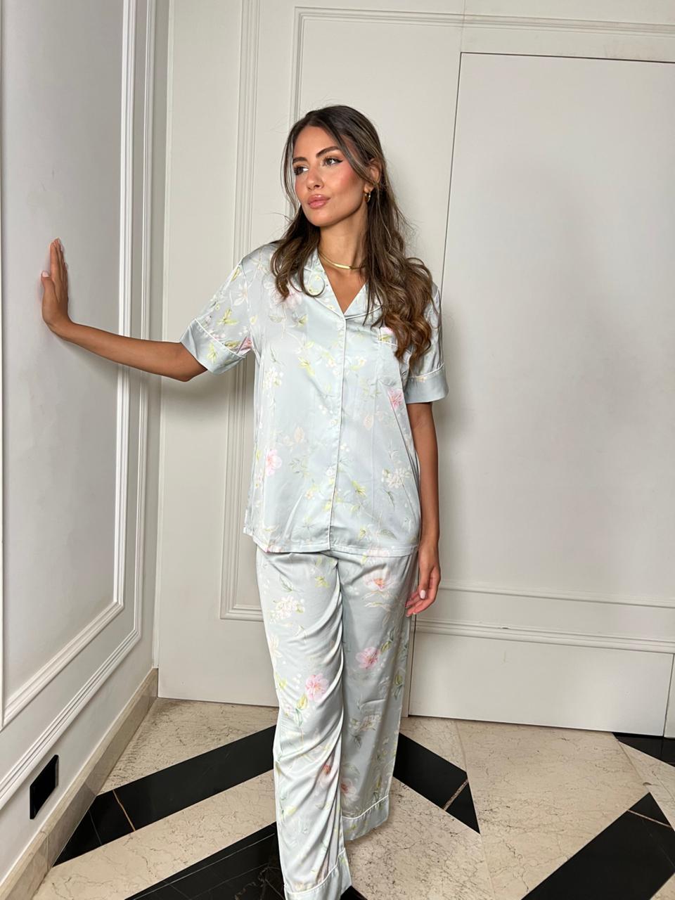 Jade Blossom Pants Pajama Set