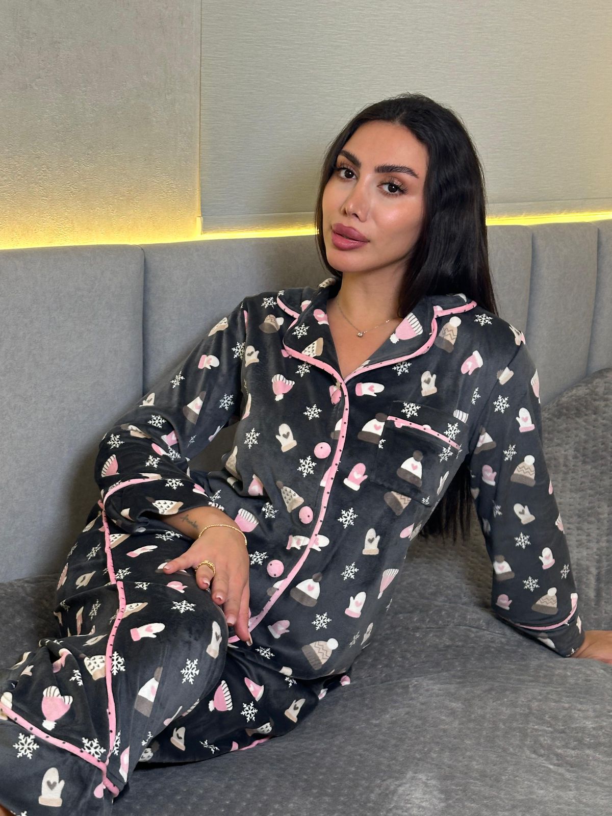 Cozy Mitten & Hat Pants Pajama Set