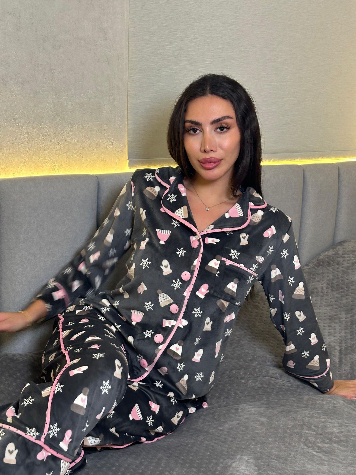 Cozy Mitten & Hat Pants Pajama Set