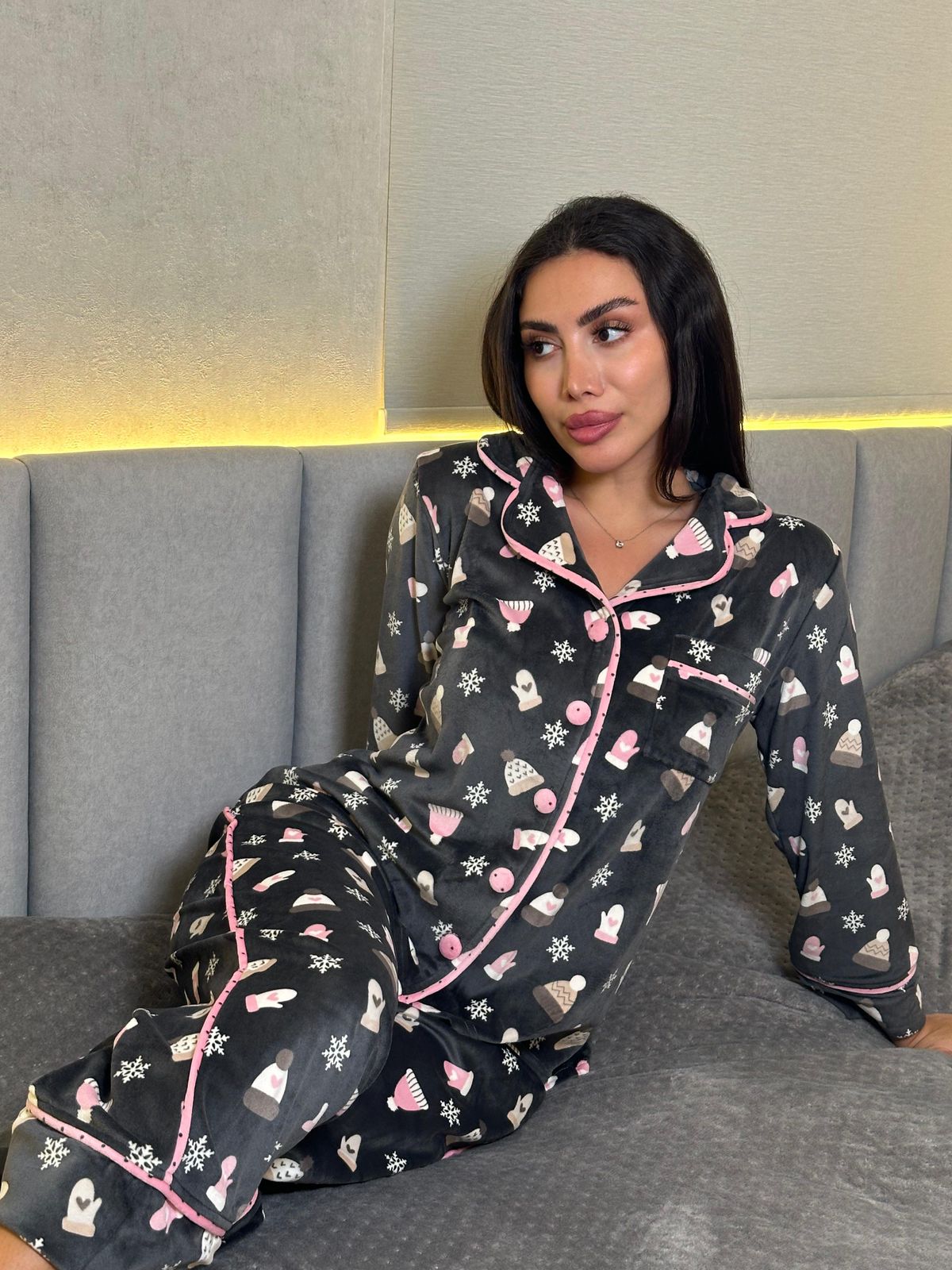 Cozy Mitten & Hat Pants Pajama Set