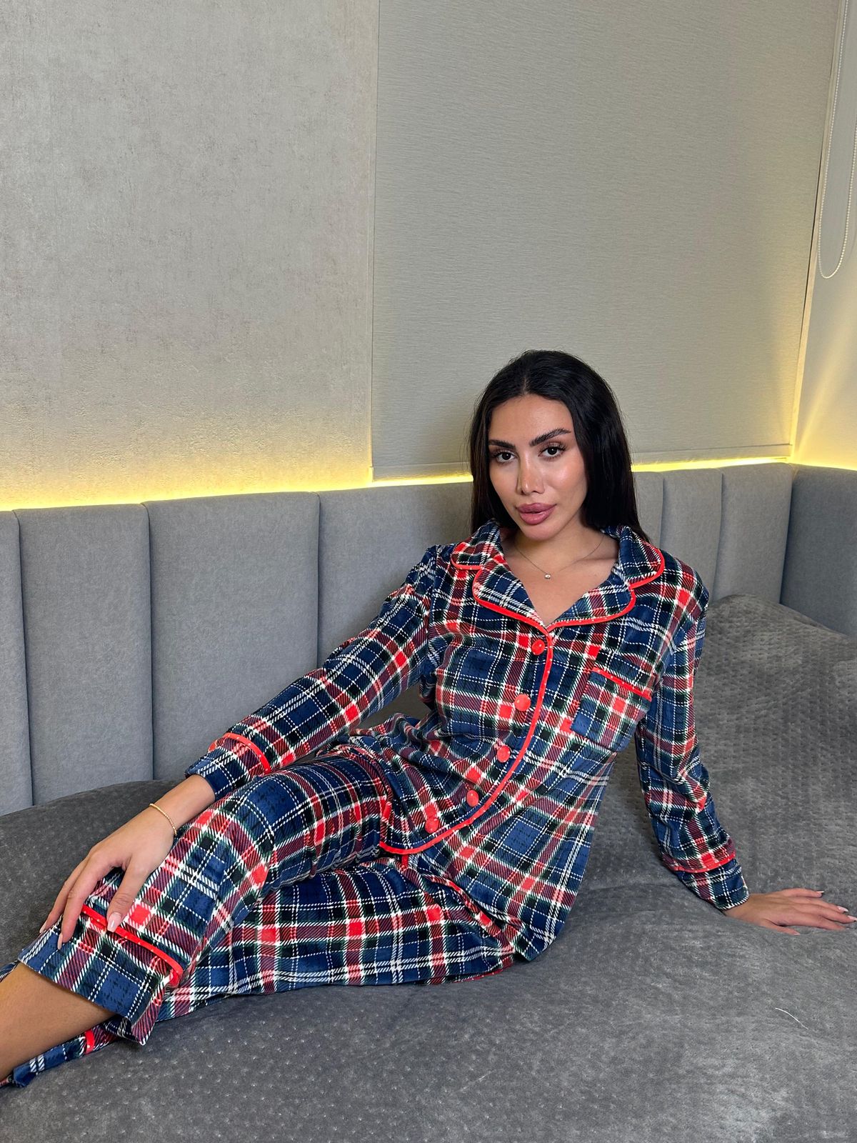 Classic Plaid Flannel Pants Pajama Set
