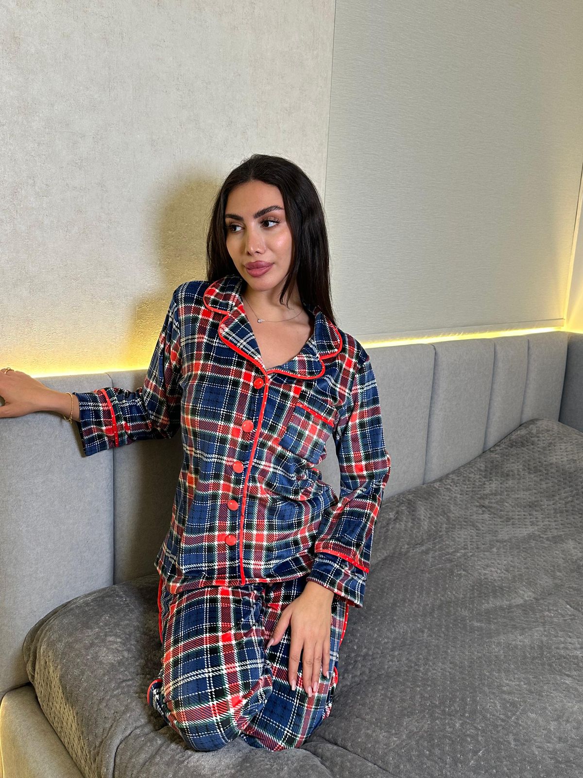 Classic Plaid Flannel Pants Pajama Set