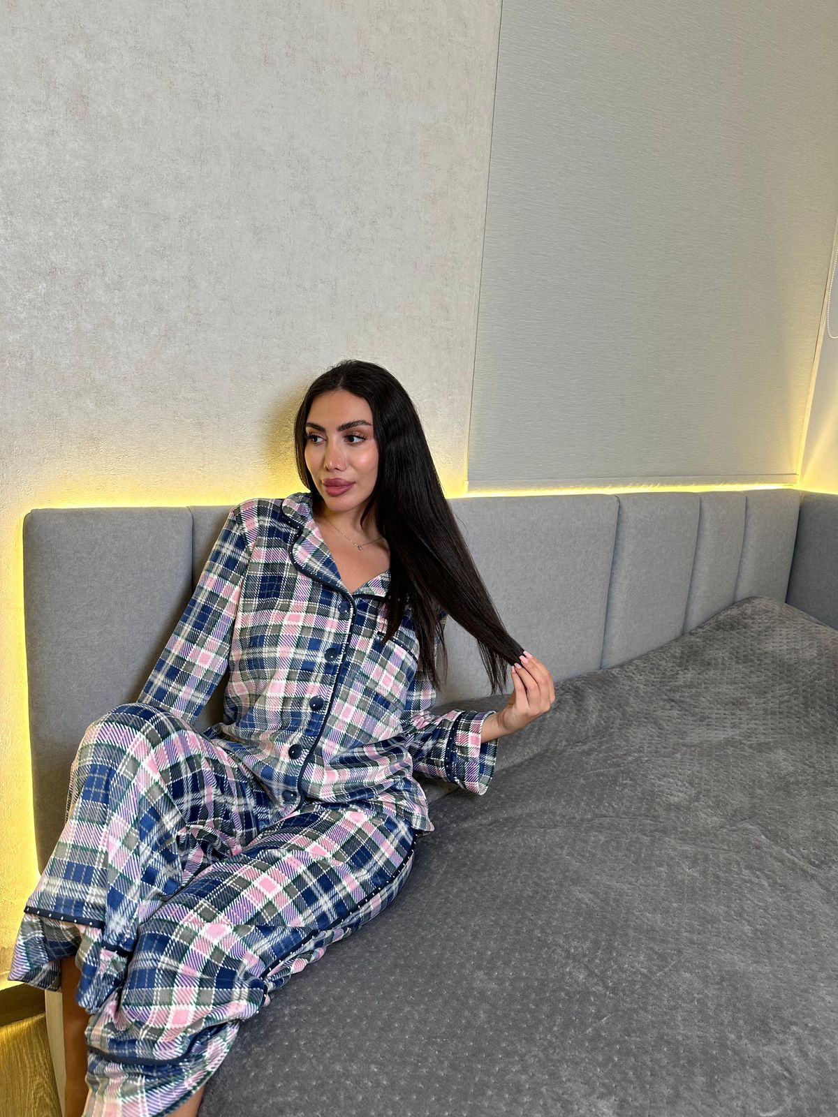 Classic Plaid Flannel Pants Pajama Set