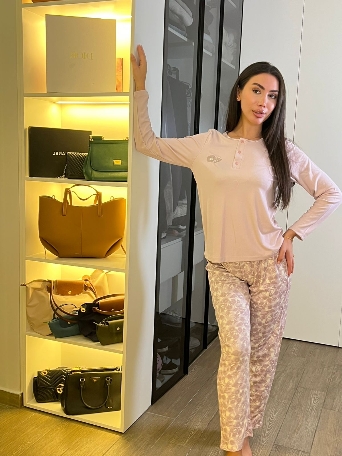 Soft Petal Henley Pants Pajama Set