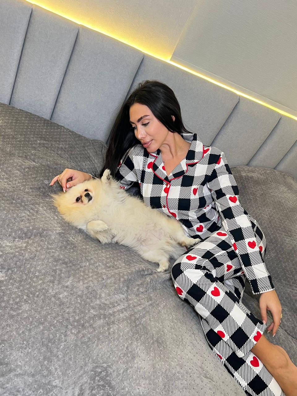 Shadow Grid of Love Pants Pajama Set