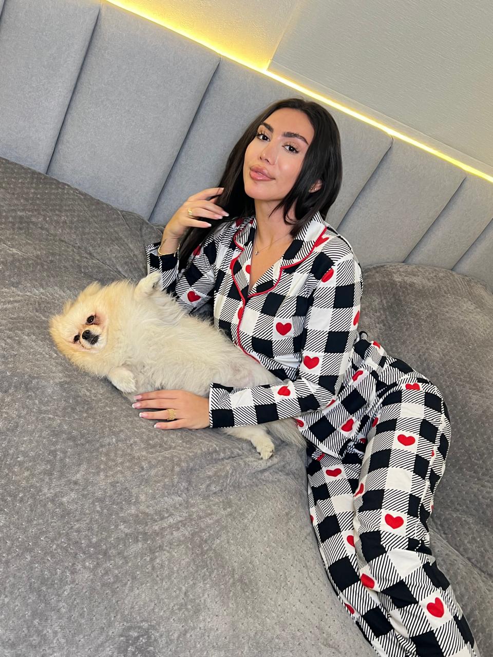 Shadow Grid of Love Pants Pajama Set