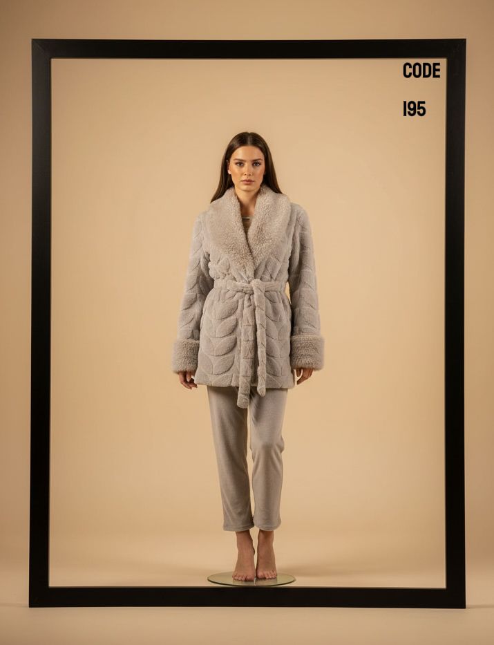 Plush Leaf Pants & Robe Pajama Set