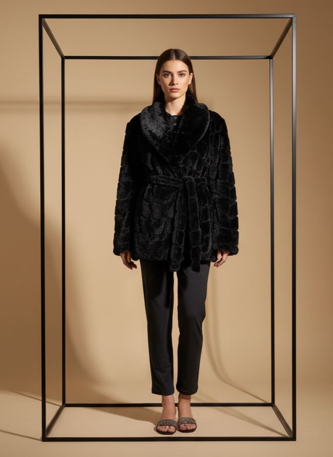 Plush Leaf Pants & Robe Pajama Set