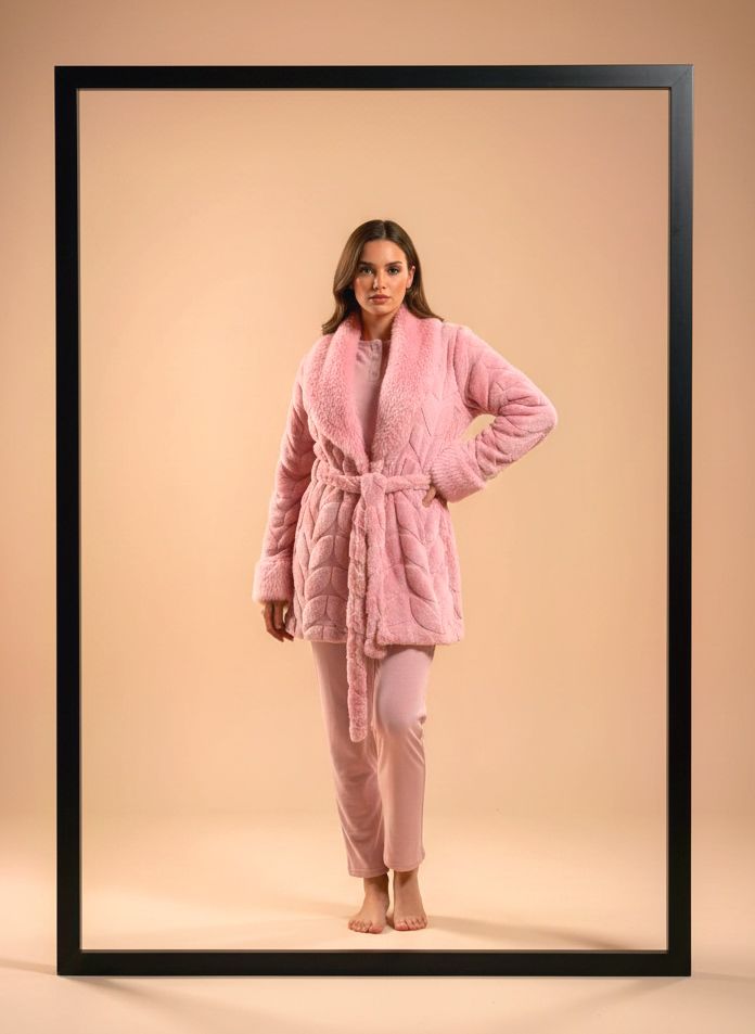 Plush Leaf Pants & Robe Pajama Set
