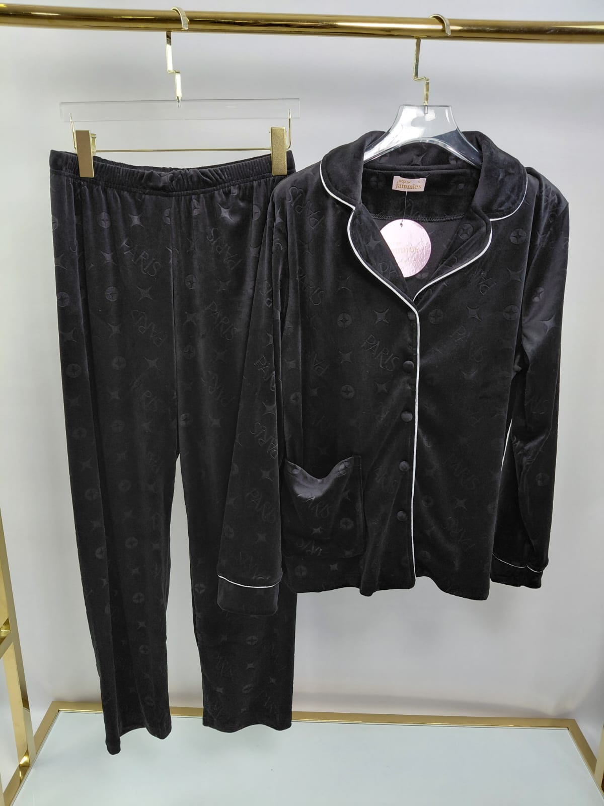 Fleece Button-up Pants Pajama Set