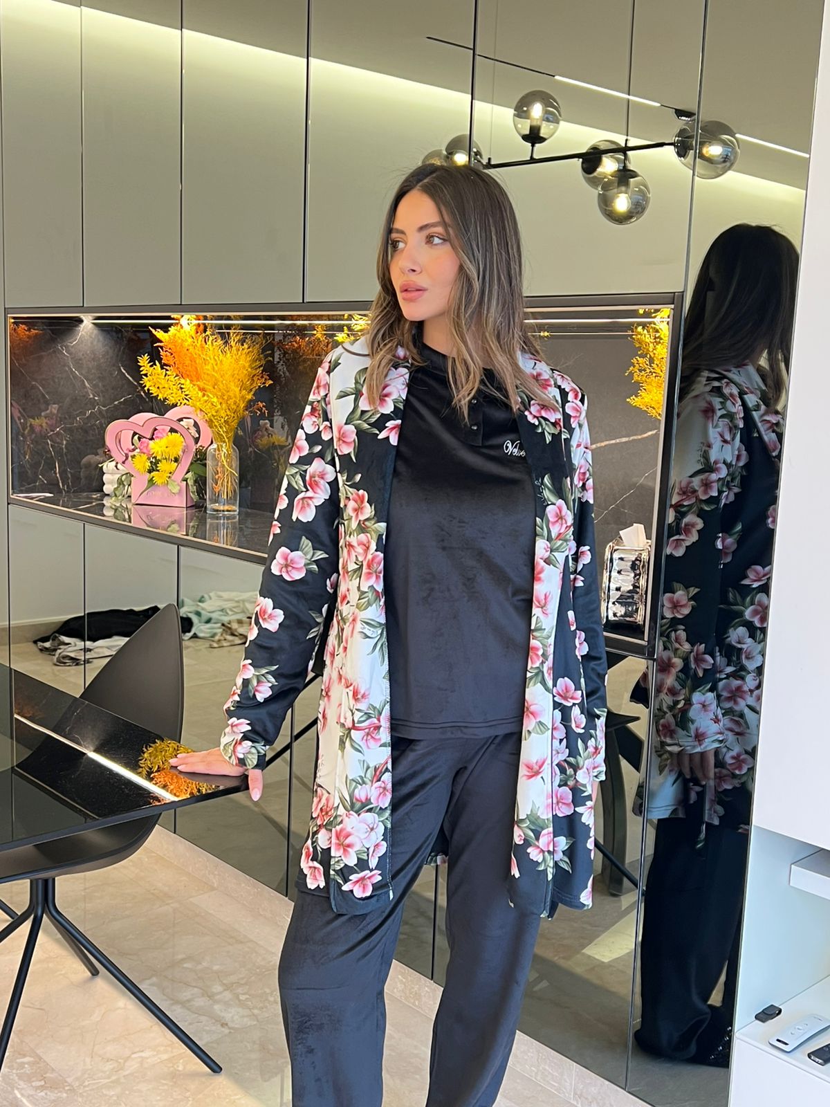 Midnight Blossom 3-piece pajama set