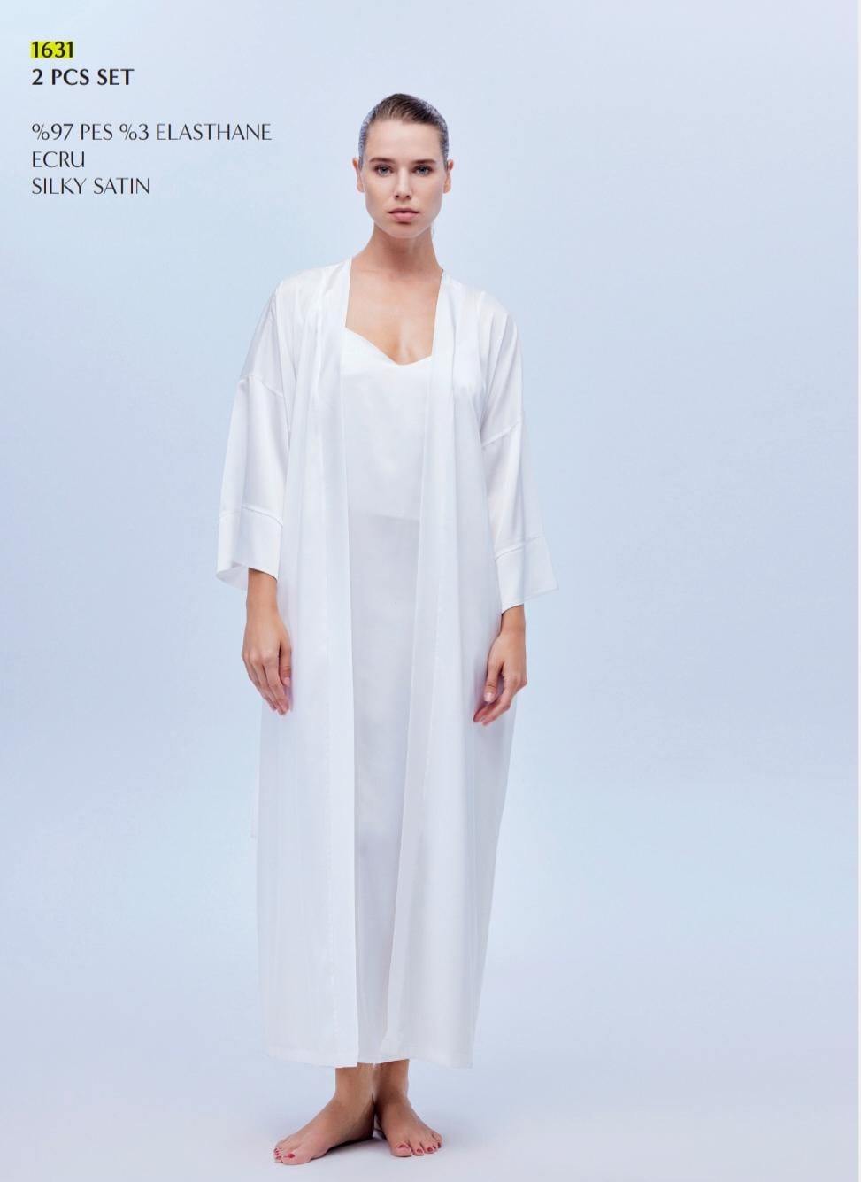 Black, White & Bronze Dress & Robe Set – Silky Satin Summer Loungewear for Women