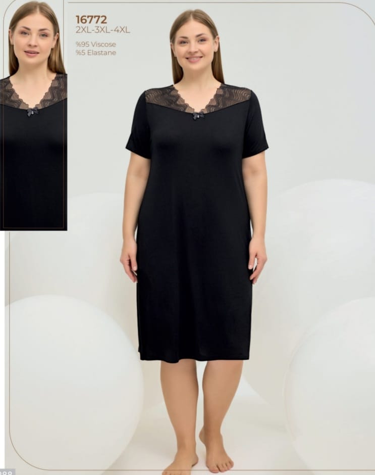 black plus size summer pyjama dress - pajama - dress - women dress pajama - summer pajama dress