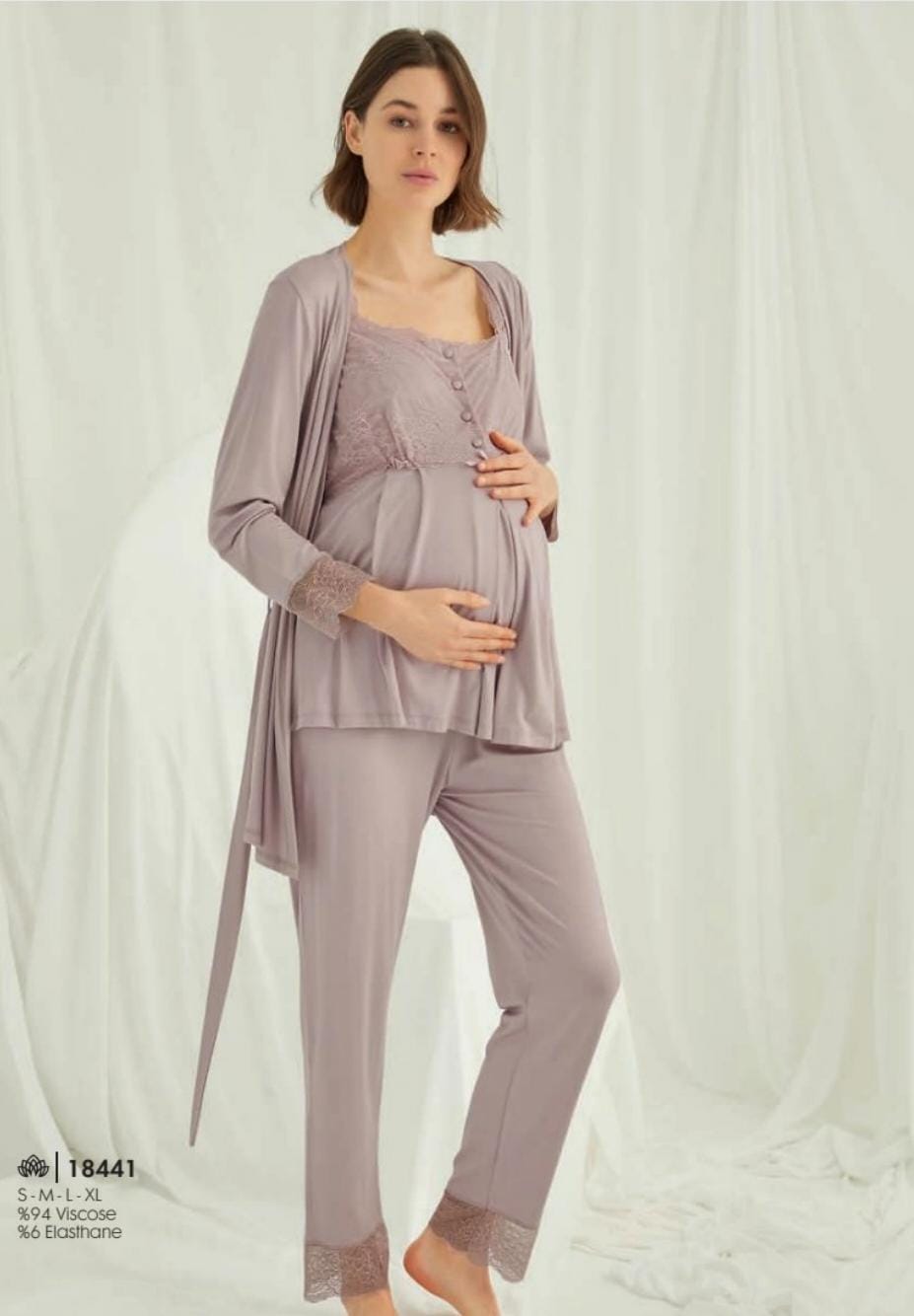  lilac maternity 3-piece pyjama set - Maternity Pajamas - mom Pajamas - summer pajamas