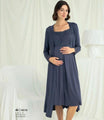 navy maternity 3-piece pyjama set - mom pajamas - summer pj - pregnant - soft