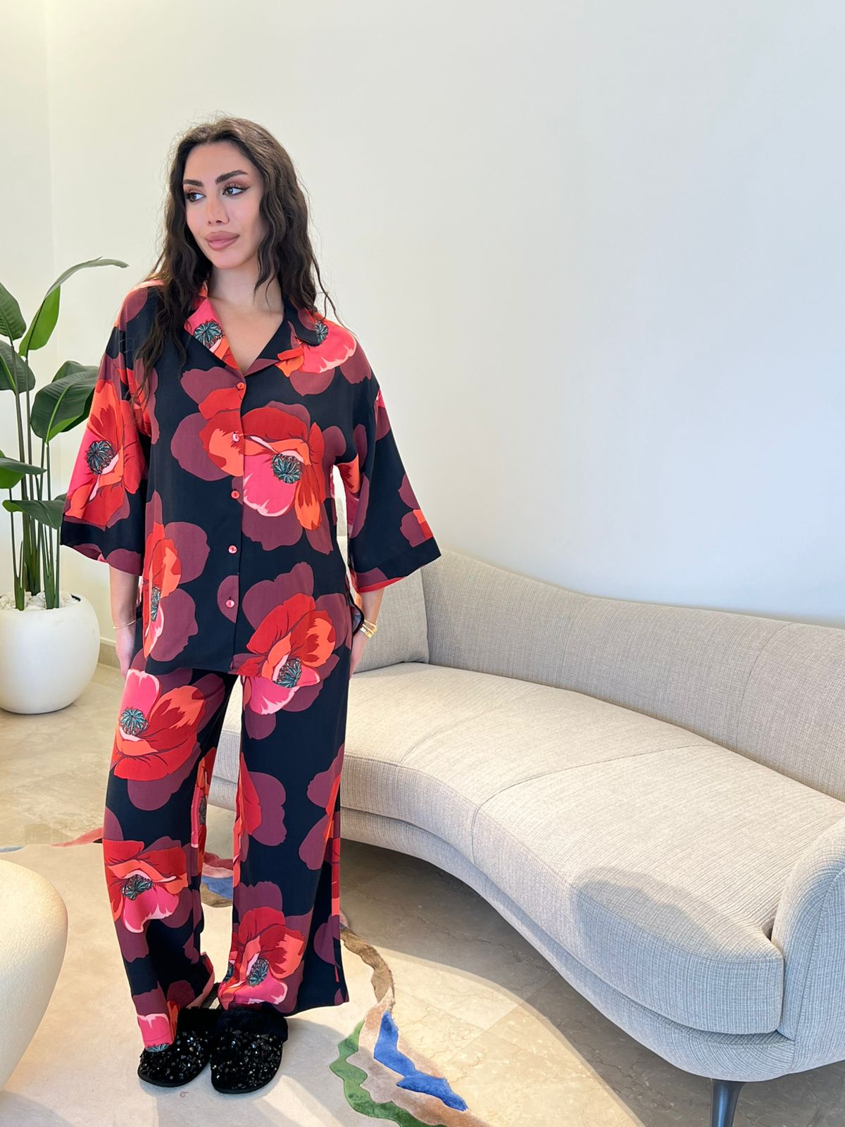 Crimson Poppy Pants Pajama Set