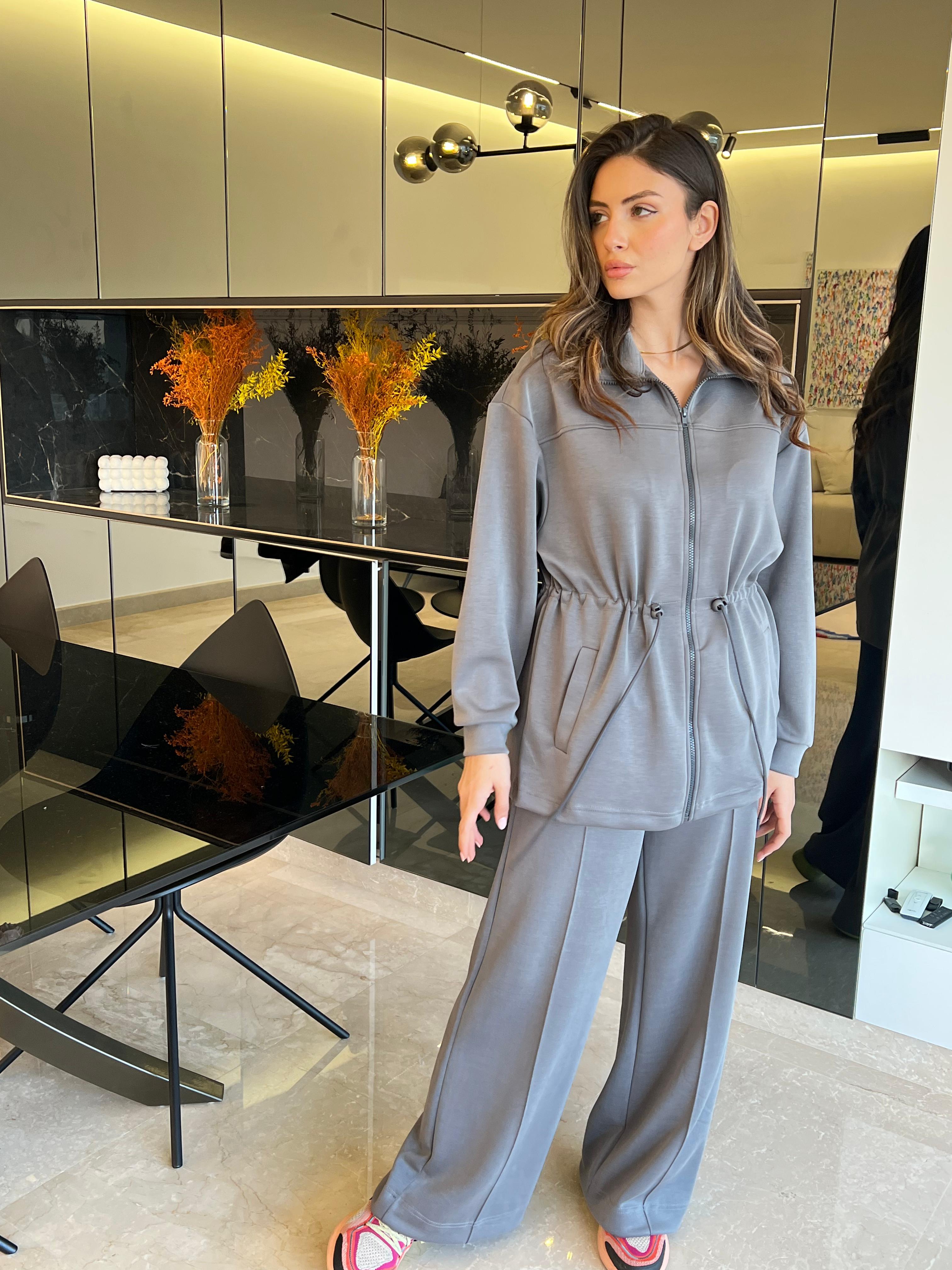Sporty Pajama Set with Waist Cinch_Comfort Meets Style!
